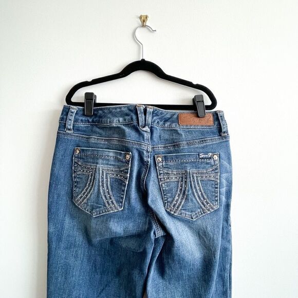 Seven7 Jeans Bootcut Blue Denim Rhinestone Pockets Women's 8 Stretch. - Picture 4 of 10